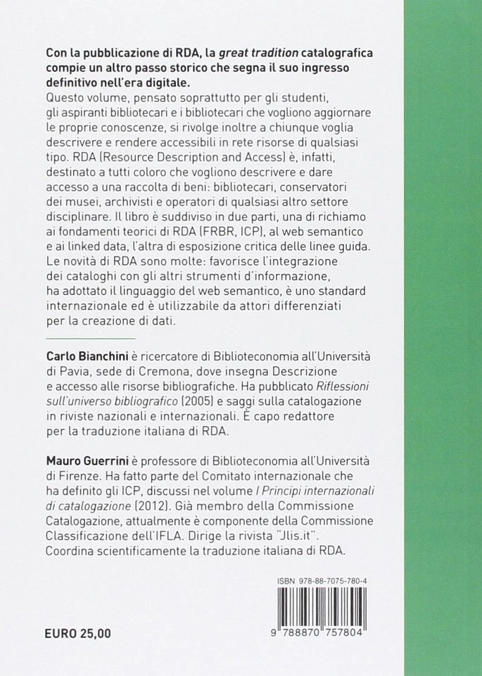 Mauro Guerrini Carlo Bianchini Introduzione a RDA (Paperback) (UK IMPORT) - Image 2 of 2