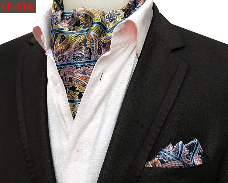 Men's Premium Paisley Ascot Tie Cravat & Pocket Square Hanky Wedding prom