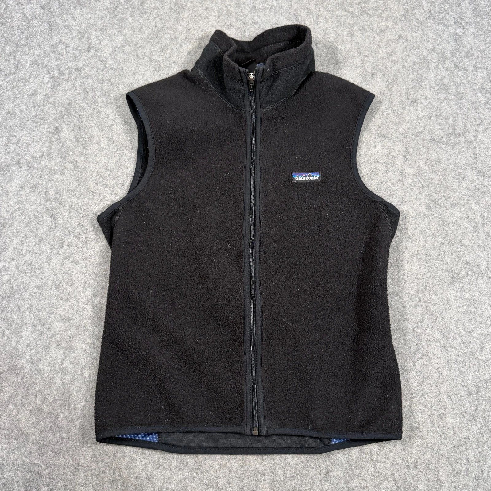 Patagonia Vintage Black Fleece Flyer Full Zip-Up Vest Jacket Unisex Size Small