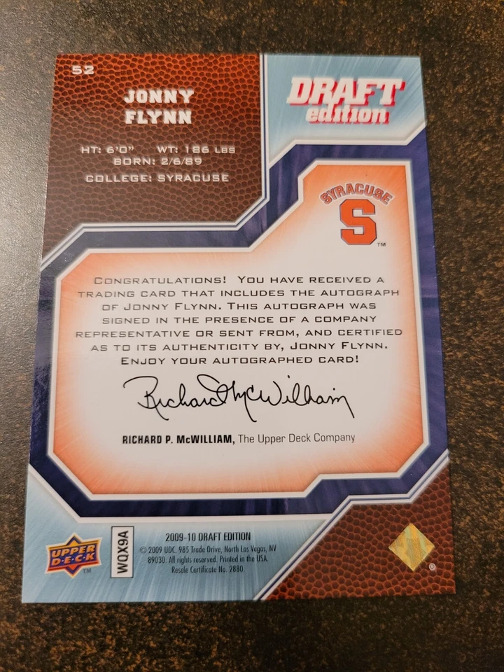 2009-10 Draft Edition  - Jonny Flynn - Rookie Auto 292/499 - Image 2 of 2