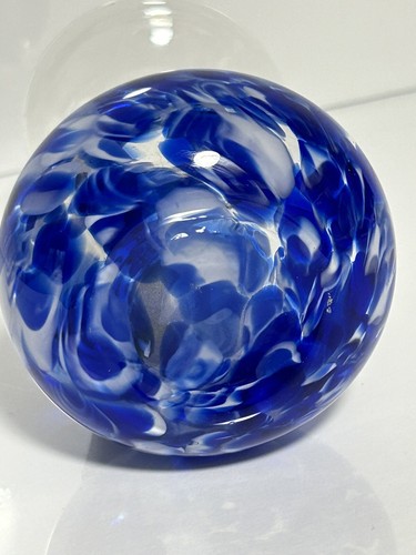 Brocca con manico a spirale cobalto applicato in vetro soffiato a mano vaso 4,5" - Foto 6 di 7