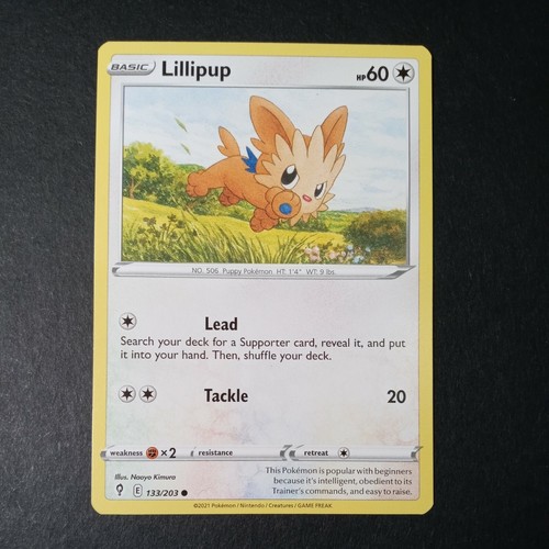 Pokemon Evolving Skies Lillipup Common Card 133/203 NM