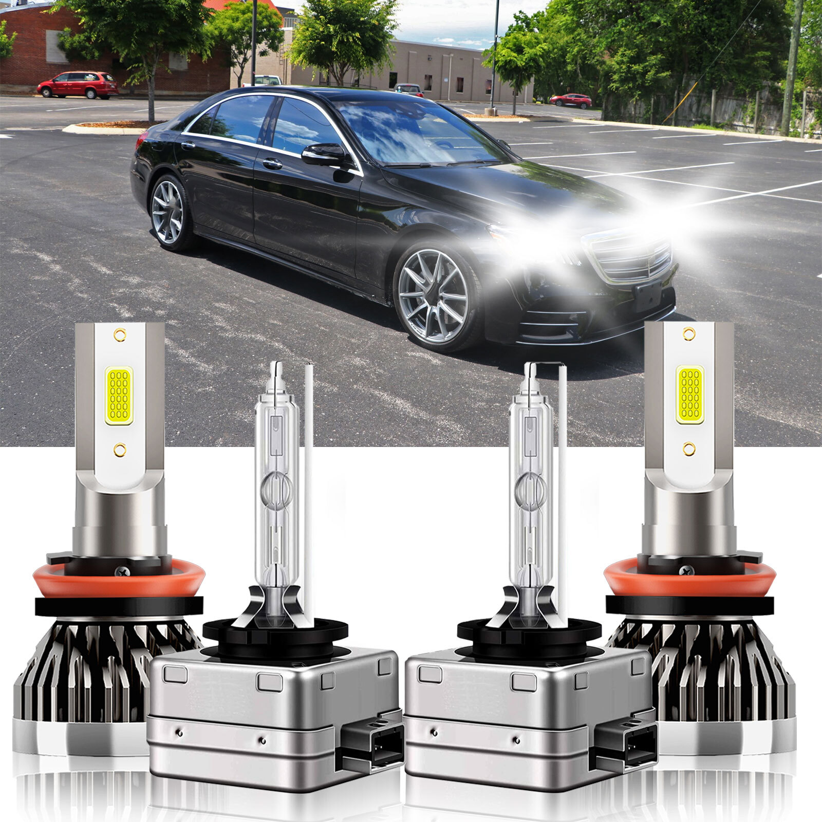 For Mercedes-Benz S450 2008-2011 6000K LED HID Headlight Bulbs Hi Low Beam Combo