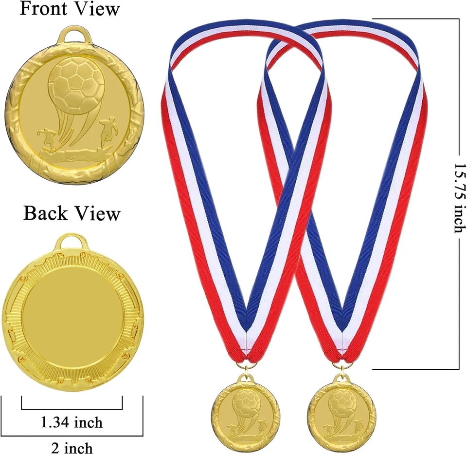Pack de 12 medallas de fútbol para premios para niños adultos, medalla de premios de metales dorados para K Foto 4 de 4
