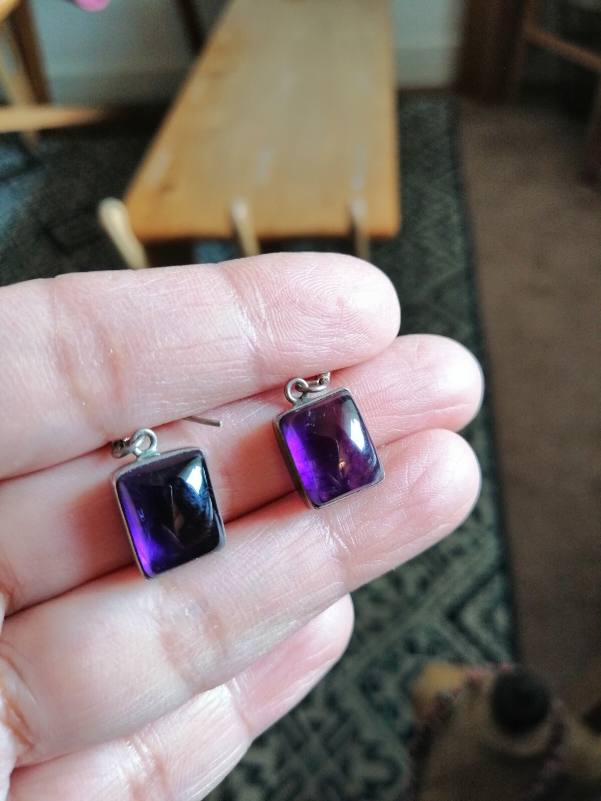 Beautiful Purple Rectangle AMETHYST Sterling Silv… - image 1