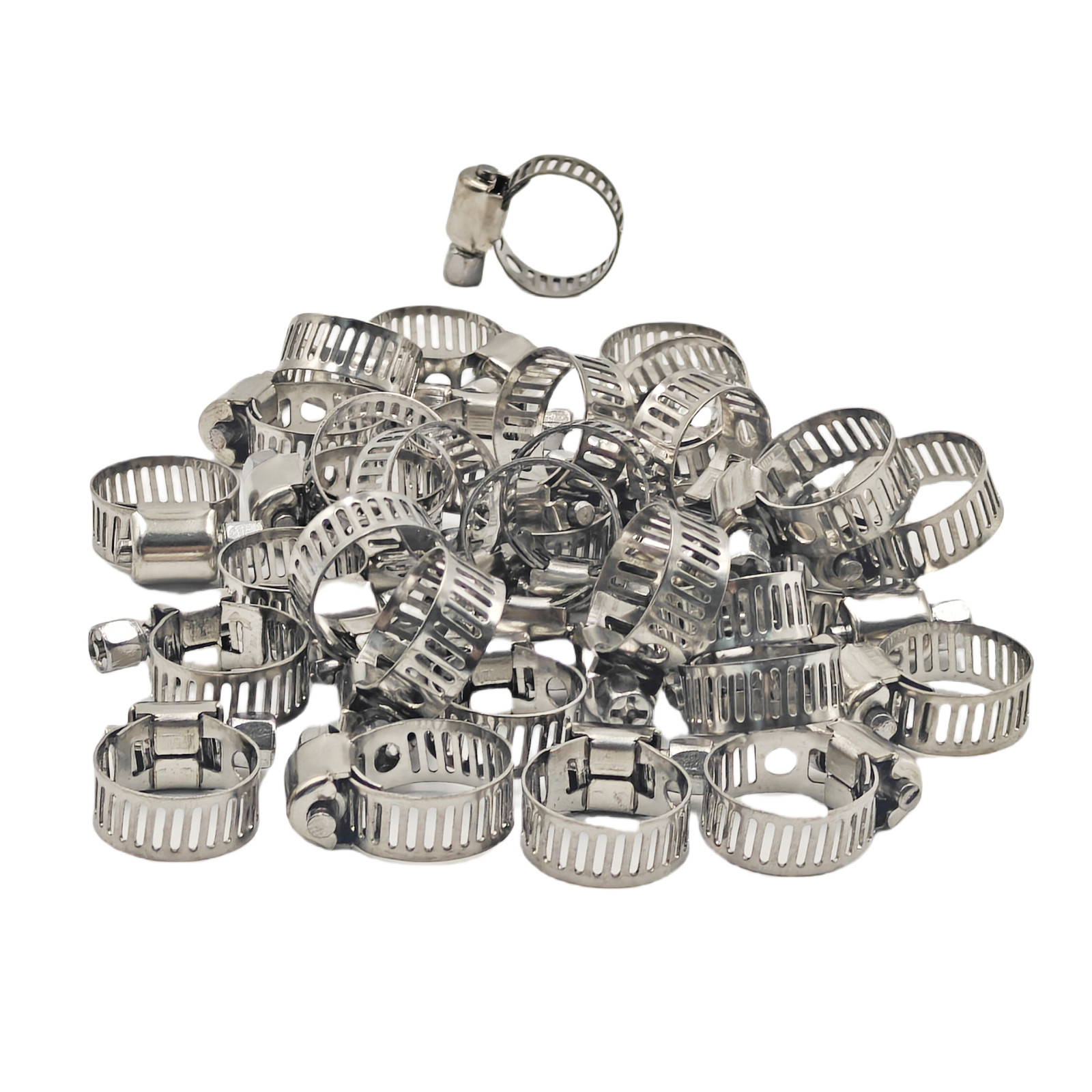 Stainless Steel 3/8-5/8 Adjustable Drive Hose Clamps Fuel Line Worm Clips 50pcs