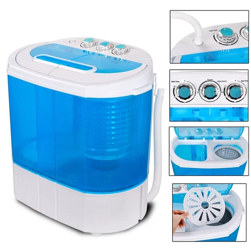 Blue Portable Washing Machine Spin Wash & Spin Dry Save Time Easy to Operate