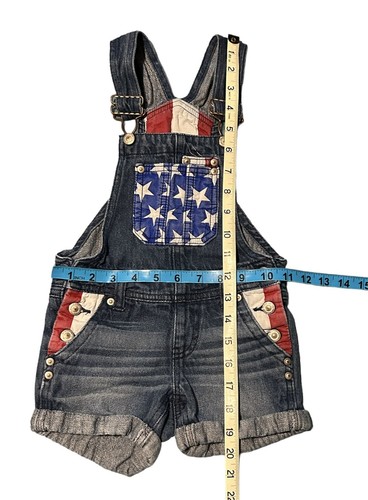 LEI Denim Stars And Stripes Shortalls Overalls Kids Size XS - Picture 6 of 6