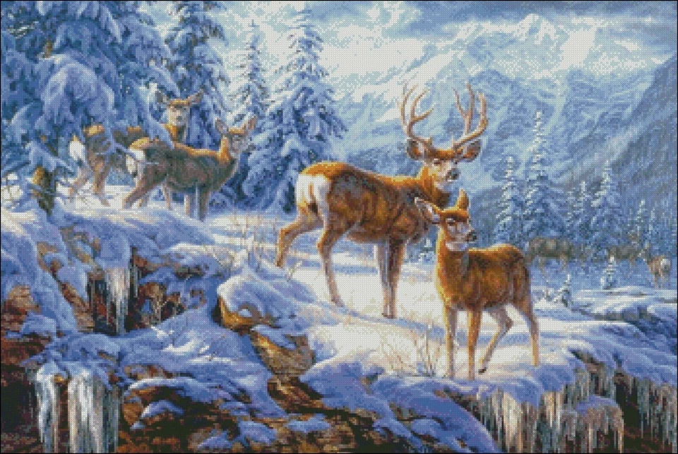 Gathering of Deer - DIY Chart Counted Cross Stitch Patterns Needlework DMC Color - Image 2 of 2