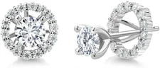5mm Round Simulated Diamond Women Stud Earrings in Removable Jackets 925 Silver