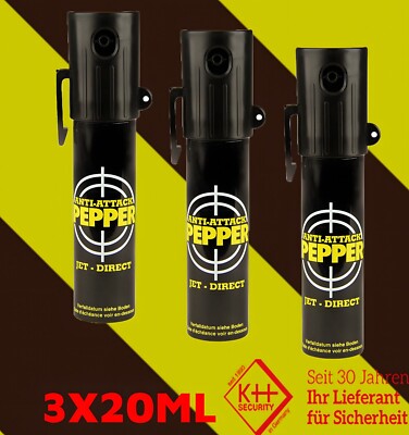 3x20ml Pfefferspray (Strahl) Anti Attack, Made in Germany, Neueste Abfüllung