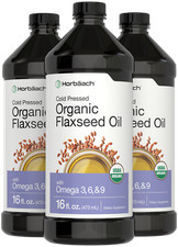 Organic Flaxseed Oil 16 fl oz 3 Pack Omega 3, 6, 9 by Horbaach
