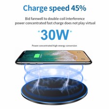 US Wireless Fast Charging Pad for Samsung S25 Ultra S24+ iPhone Air 17 Pro 16 15