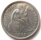 1890 Seated Liberty Dime AU/Unc