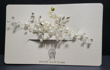 Bridal Flower Rhinestone Crystal Pearl Hair Comb Silver Tone SJ Sincerely Jules