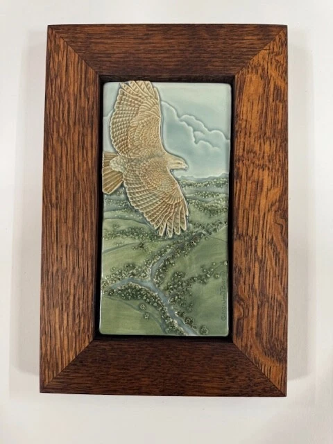 Medicine Bluff  Red Tail Hawk Art Tile Craft Mission Style Family Woodworks - Image 2 of 2