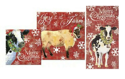 Joy to the Farm Christmas Dinner Beverage Guest Napkins  Farmhouse Cow Pattern