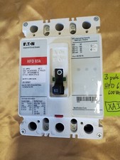 Eaton Circuit Breaker, HFD3060, 3 Pole, 60 Amp, HFD 65k, 600 VAC / 250 VDC,...