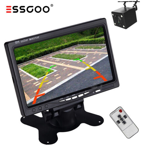 Monitor LCD a colori ESSGOO auto veicolo 7"" + telecamera auto telecamera di retromarcia linee distanziali - Foto 1 di 12