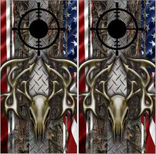 Deer Buck Skull D Plate Camo Cornhole Wrap Bag Toss Skin Decal Sticker Wraps