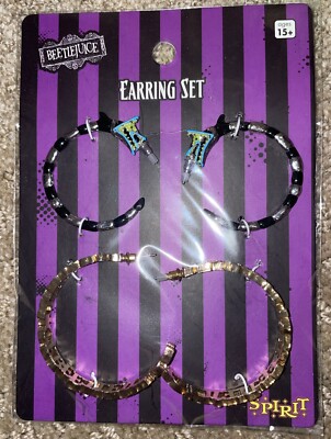 New Spirit Beetlejuice Earrings Set Sandworms & Gold Beetlejuice Hoops