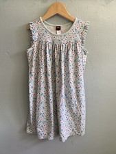 Tea Collection Girls Size 7 Flutter Sleeve Blue Flower Cotton Dress 