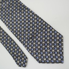 Van Heusen Gray Blue Geometric Woven Wide Silk Tie
