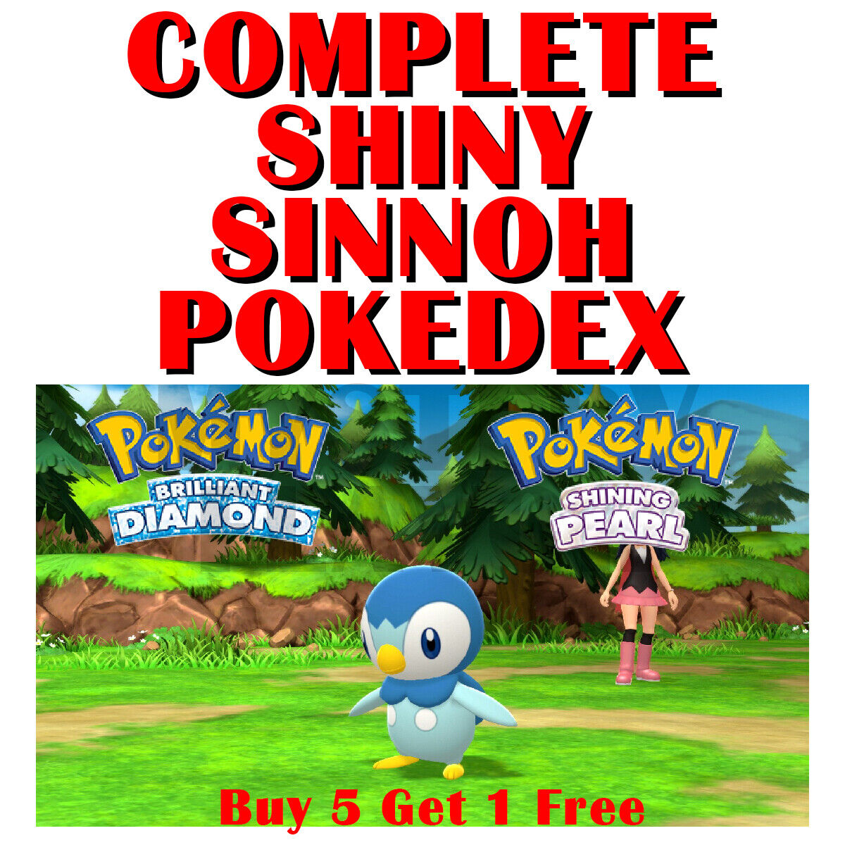 Pokemon Brilliant Diamond Shiny Pearl ALL SHINY SINNOH POKEDEX - BR 6IV BDSP