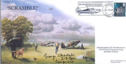 CC65A RAF Battle of Britain cover signed WWII WW2 ace WESTLAKE DFC