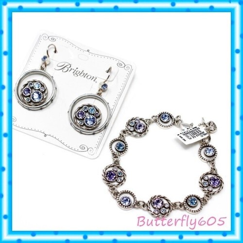 BRIGHTON HALO CORONA TANZANITE PURPLE BLUE HUES SWAROVSKI CRYST SLVR WATCH + tin Halo Jewelry Gift Set - Brighton main image 4