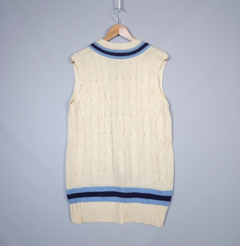 Vintage Cricket Vest Wool Cable Knit Varsity Mens size 44/L - Picture 4 of 11