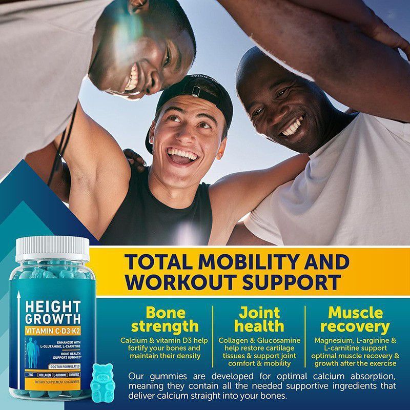 Height Growth Maximizer, Calcium, Vitamin D3 & K2 Gummies, Bone Growth