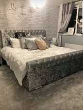 Stunning Sleigh Costello Upholstered Designer Crushed Velvet Bed Frames *SALE*