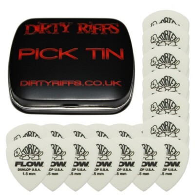 24 x Dunlop Tortex Flow Standard 1,50 mm Gitarren-Plektren Gitarrenplektren in einer Plektrum-Dose