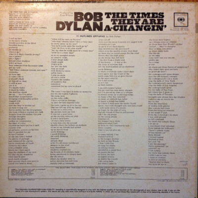 Bob Dylan - The Times They Are A-Changin' (LP, Album, Mono, Pit