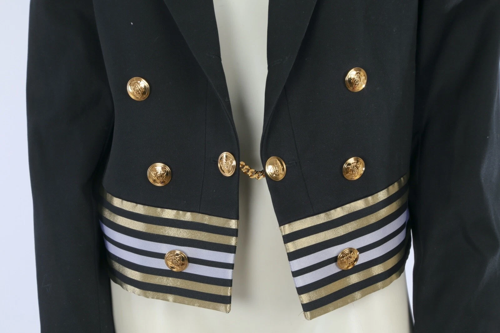 GUCCI Blazer doppiopetto nero a righe oro taglia 42