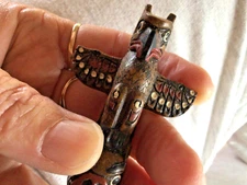 Older Vintage Native carved wood Totem BOMA Statue Bird Animal Figurine Canada