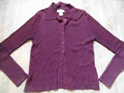 EXPRESS TRICOT Strickjacke bordeaux Riipenstrick m. Kragen Gr. M TOP HoC717