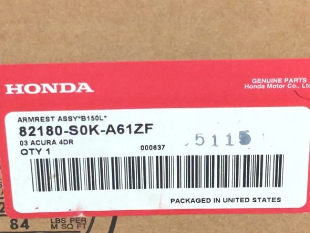New OEM genuine Honda Rear Seat Armrest 1999-2003 Acura TL black B150L leather - Image 2 of 4
