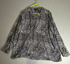 Simply Vera Vera Wang Black and White Abstract Long Sleeve Blouse Size XL
