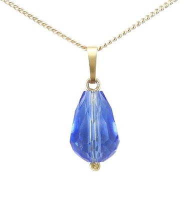 Anhänger Tropfen Kornblume blau oder Ohrringe mit Brisur Massiv 333 Gold 8K (39