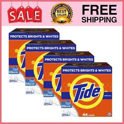 4 Box Tide Powder Laundry Detergent, Original Scent, 50 oz, 44 Loads Box