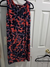 Tommy Hilfiger sleeveless blue & orange floral shift dress in size 12