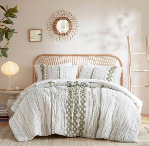 INK+IVY Imani Cotton Printed Duvet Cover Set with Chenille MRSP: $112 - King