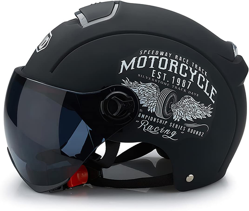 Casco da Moto Jet Moda personalità retrò,DOT/ECE Omologato 3/4 Mezzo Casco Moto Aperto Scooter Chopper Ciclismo Uomo Donna Casco Scooter Classic Jet Aperto Caschi G,XL=61-62cm