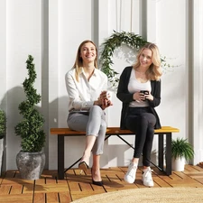 Outsunny Outdoor Bench, 47" Backless Acacia Wood Garden Bench Seat, Teak