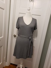 LOFT Black & White Print Stretchy Knit Dress Size 14, Business Casual