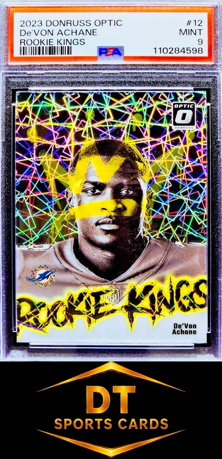 2023 DONRUSS OPTIC De'VON ACHANE #12 ROOKIE KINGS PSA 9 MINT