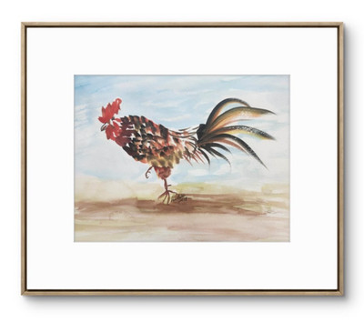 Rooster Abstract Colorful Modern Unique Bold Art Watercolor Mixed Media Paper
