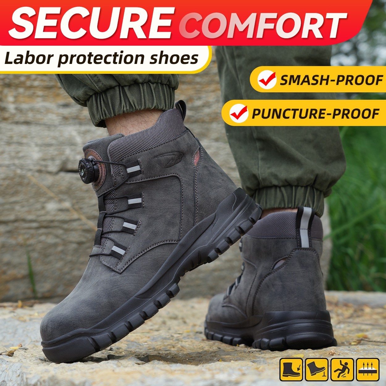 Mens Waterproof Work Boots Steel Toe shoes Safety Shoes Indestructible Non Slip